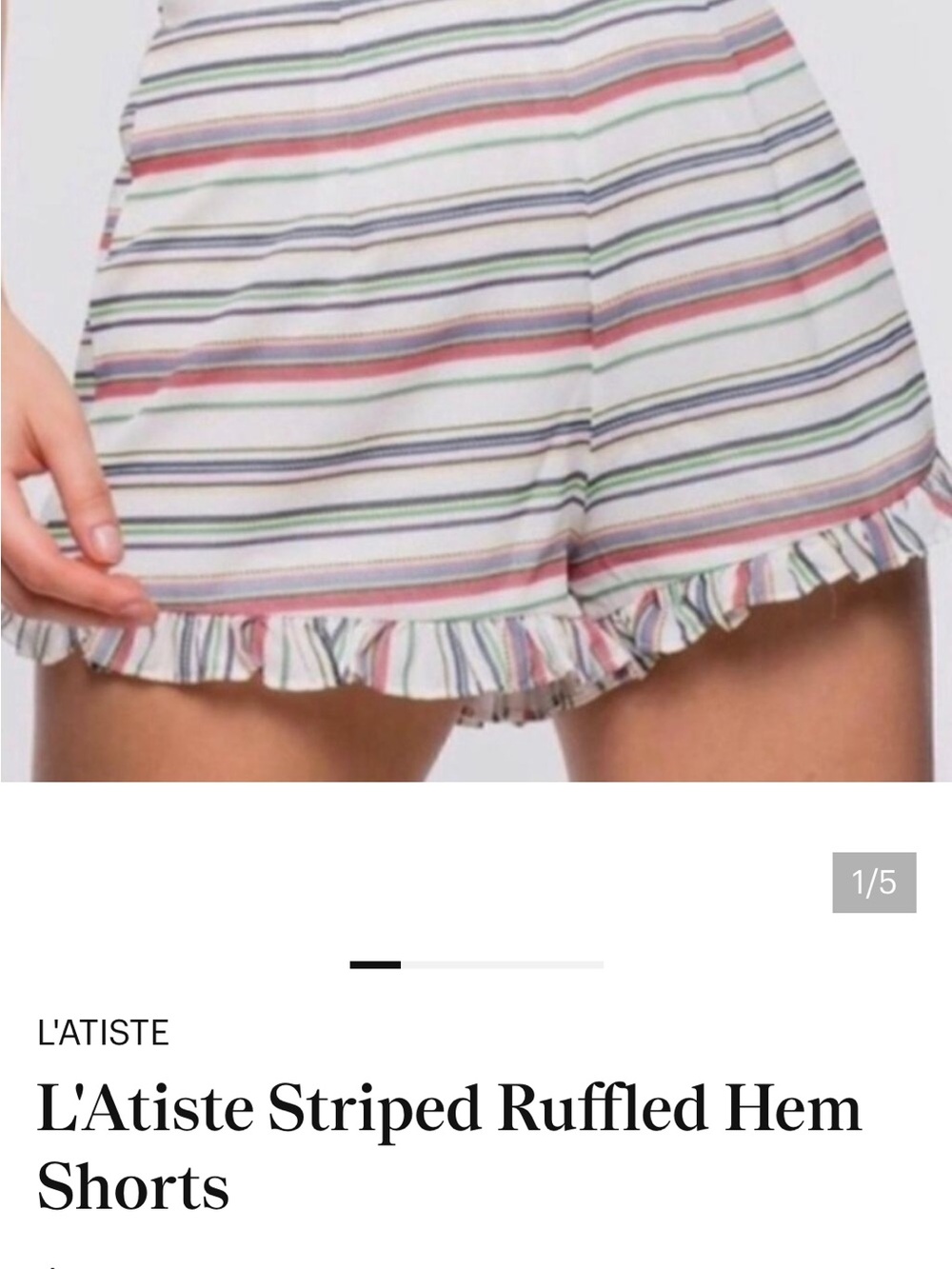 L'Atiste Striped Ruffled Hem Shorts